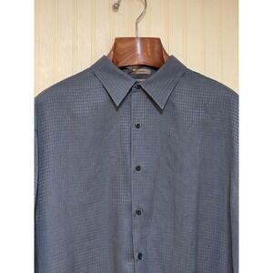 Axist Shirt Mens XL Charcoal Gray Short Sleeve Button Up Count Soft Jacquard